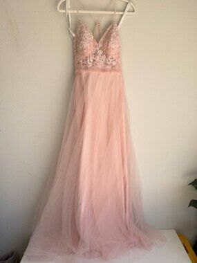 Azazie Anisa Dress A8 Blushing Pink Tulle Formal Bridesmaid Gown NWT